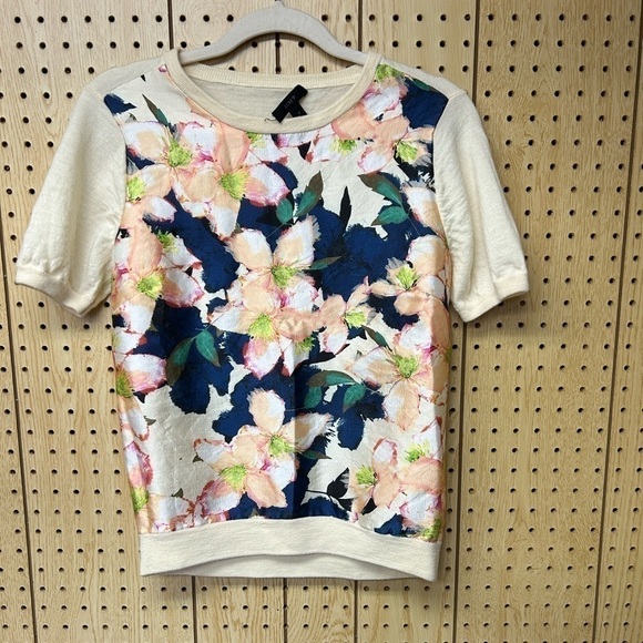 - J.Crew Merino Wool Floral Top - Picture 1 of 6